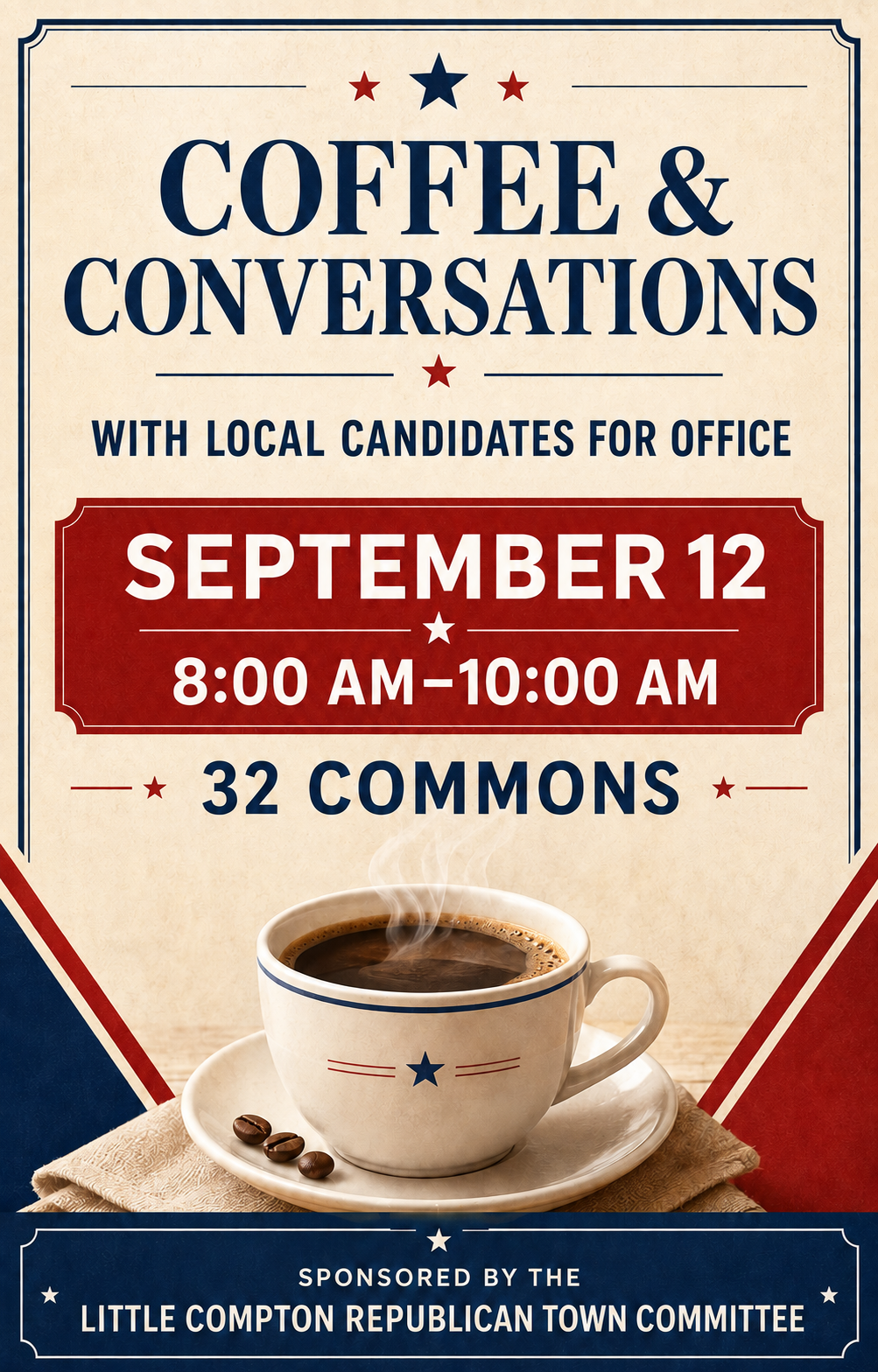 Coffee & Conversations with Local Candidates — September 12, 2026 at 32 Commons